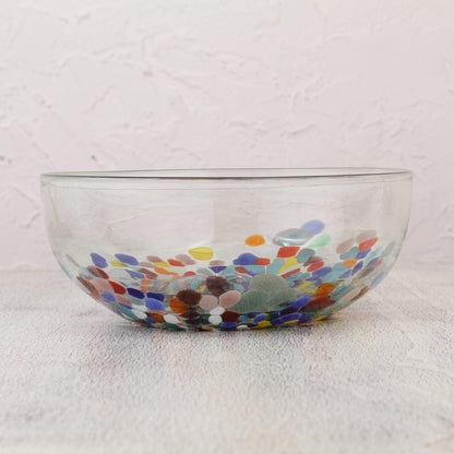 Confetti Festival Colorful Hand Blown Glass Bowl for Serving or Salads