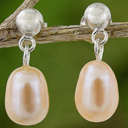 Romance in Peach Pearl Earrings