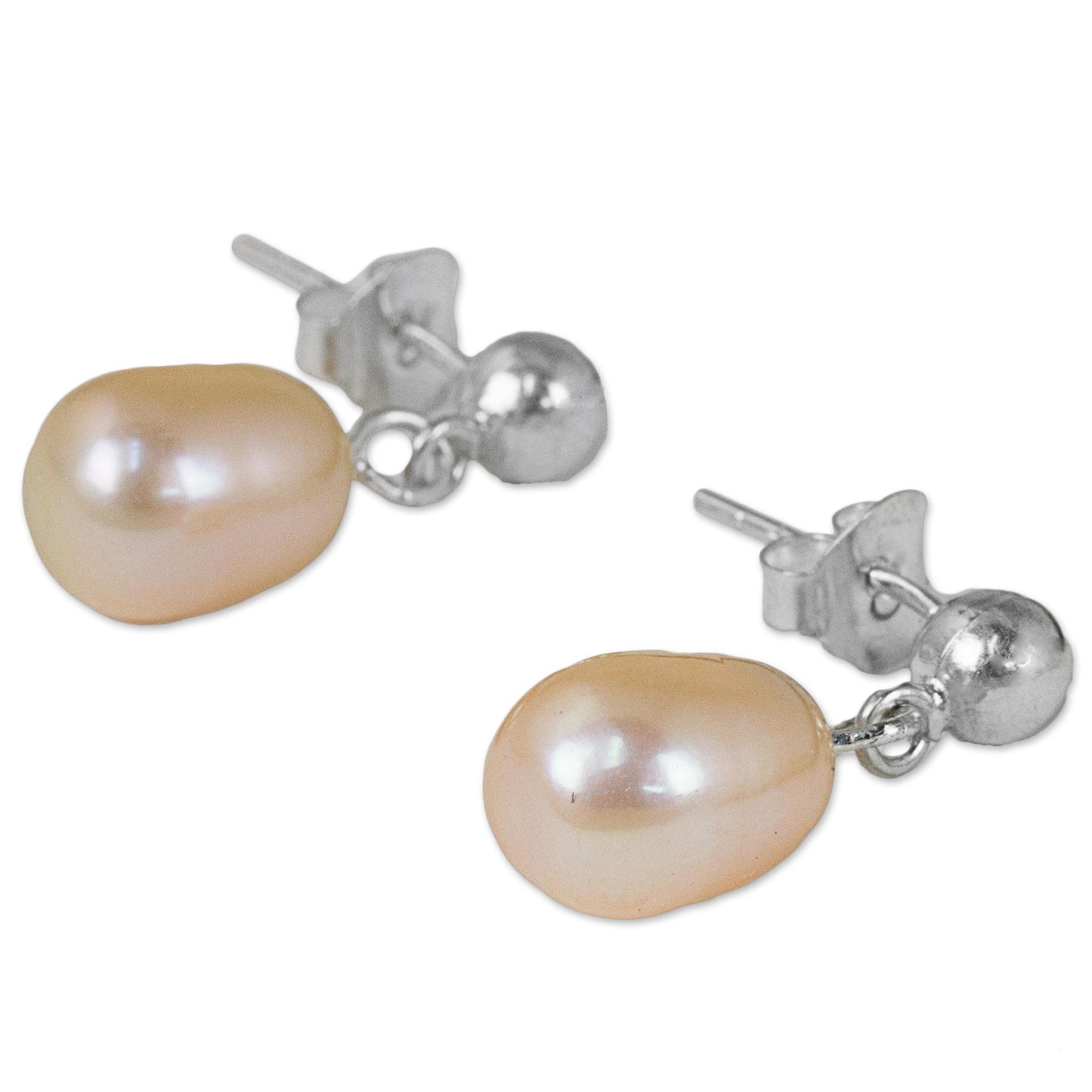 Romance in Peach Pearl Earrings