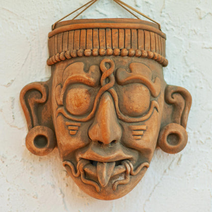 Maya Lord Kinich Aha Maya God of Sun Ceramic Wall Mask Replica Crafted by Hand