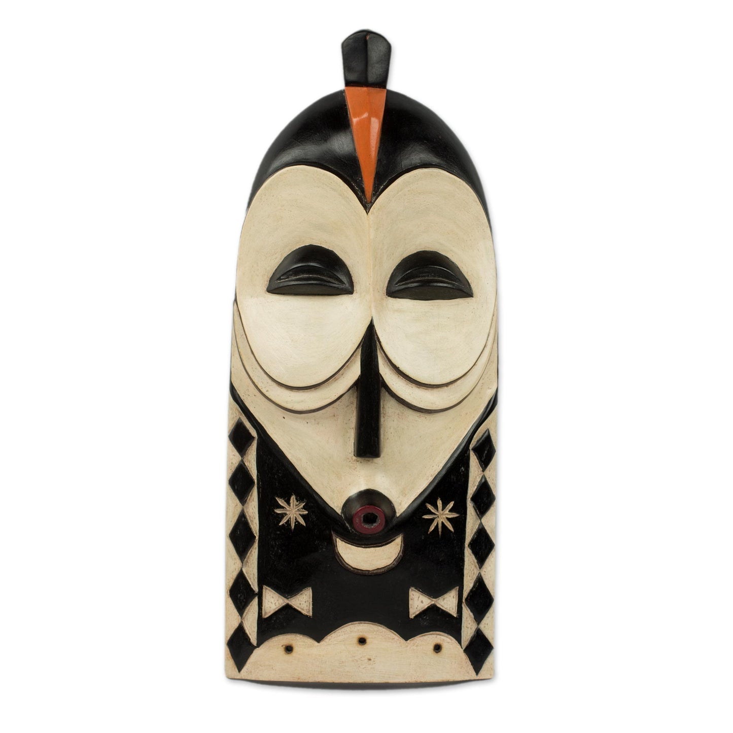 Yaka Rites Artisan Crafted Congolese African Mask in Brown and White