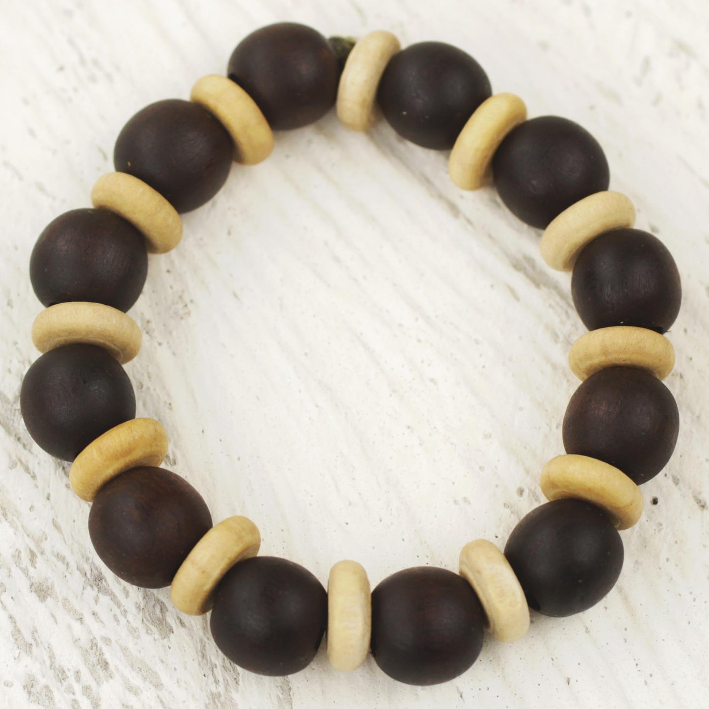 Break Free Handcrafted Stretch Bracelet with Wood Beads