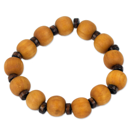 Labadi Warmth Handcrafted Stretch Bracelet with Wood Beads