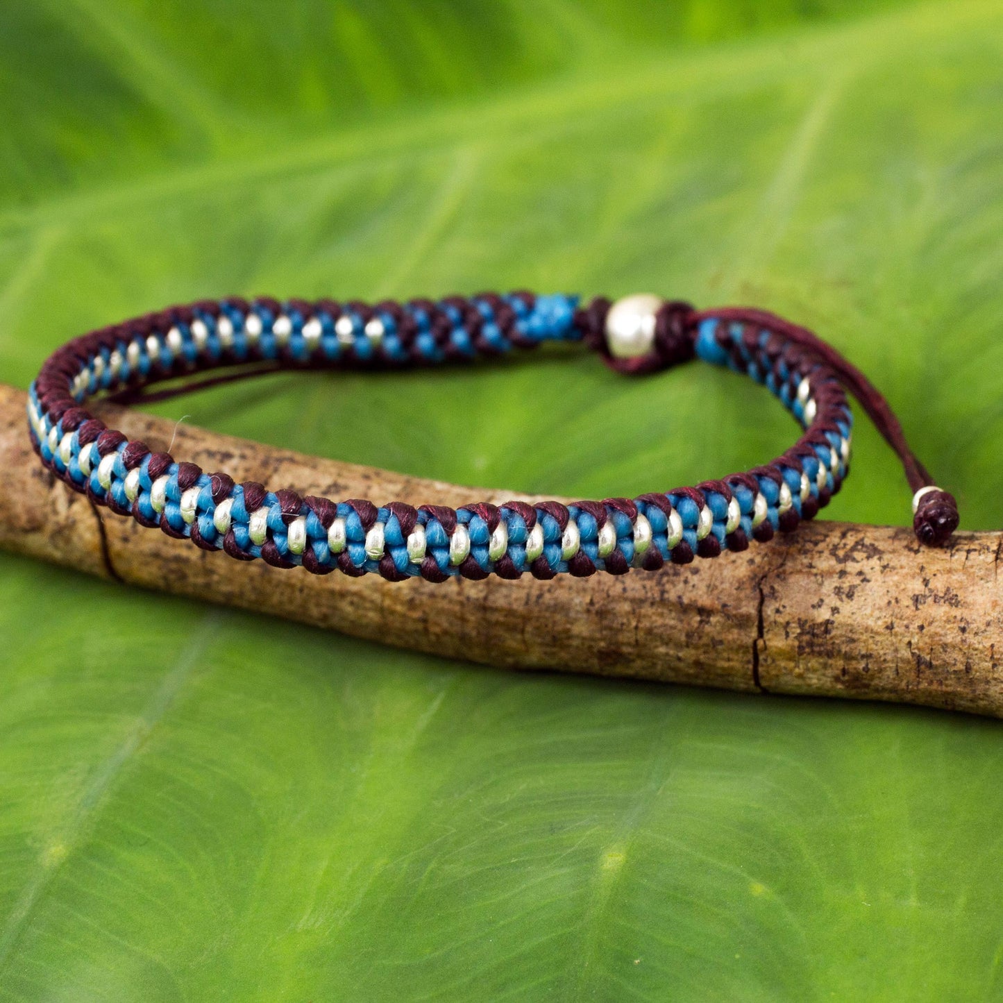 Bringing Friendship in Blue Artisan Crafted Braided Bracelet with Silver Accents