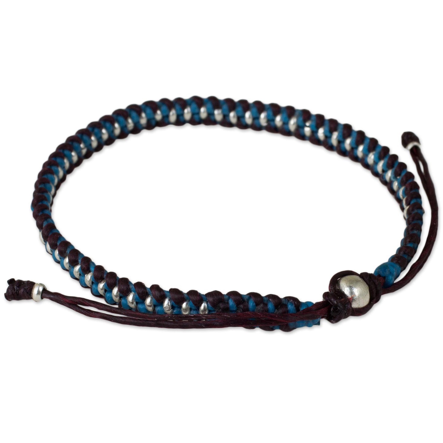 Bringing Friendship in Blue Artisan Crafted Braided Bracelet with Silver Accents