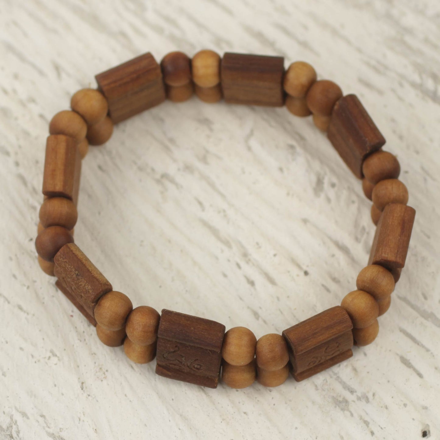 Brown Radiance Artisan Crafted Sese Wood Stretch Bracelet from Ghana