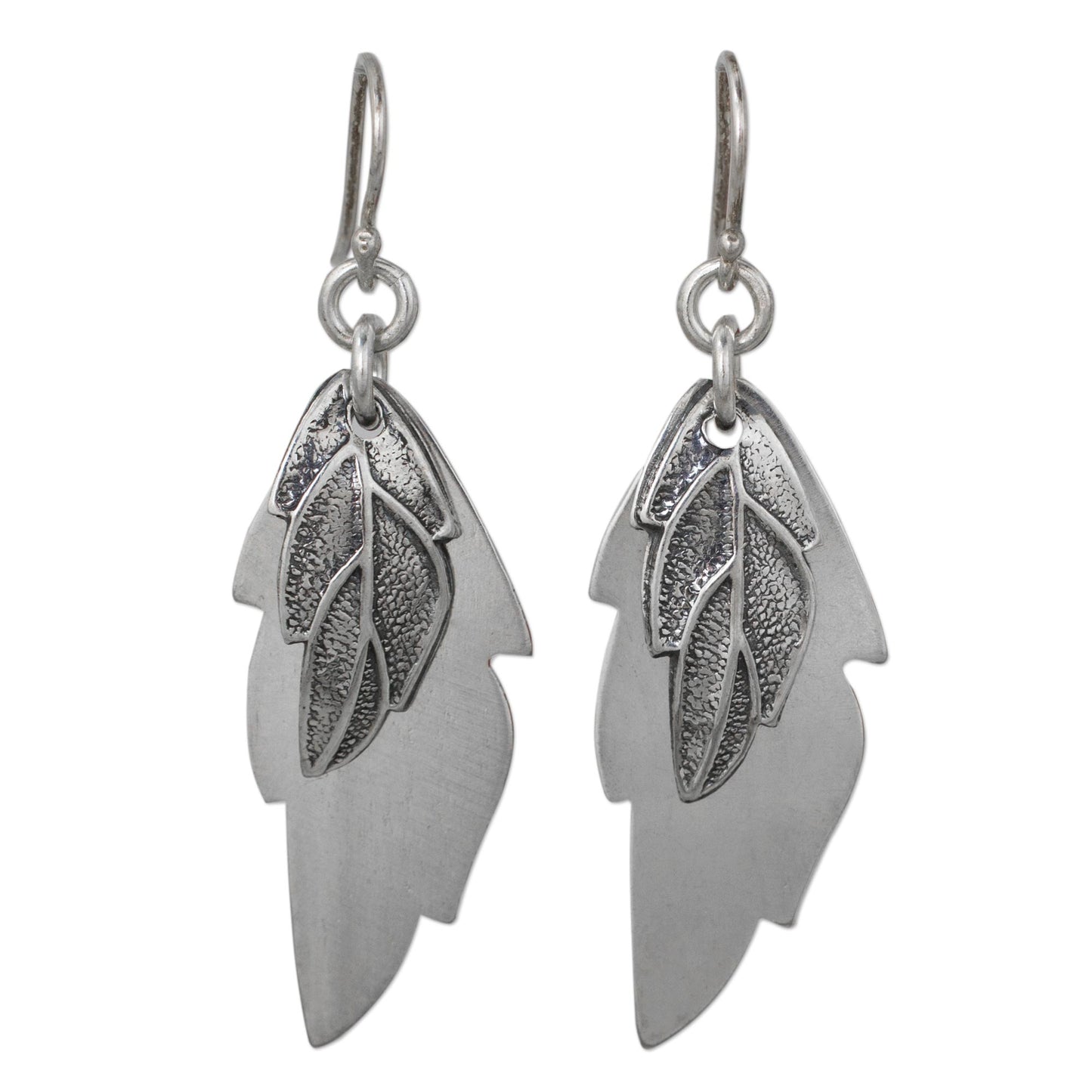 Shadow Leaves Double Shadow Leaves Handmade 925 Sterling Silver Earrings