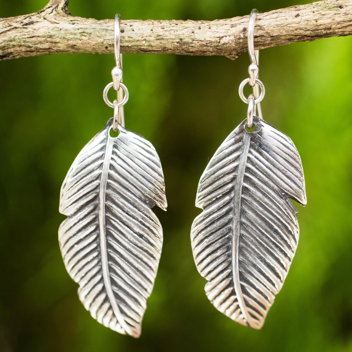 Tropical Leaves Sterling Silver Thai Tropical Leaf Earrings Handmade Jewelry