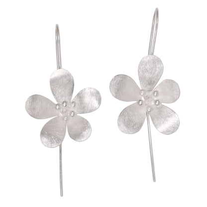 Petal Elegance Silver Dangle Earrings