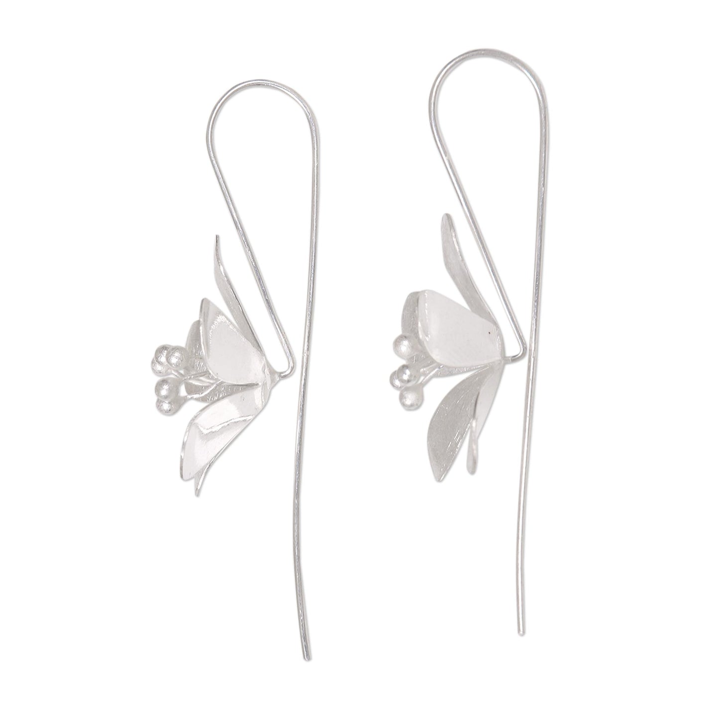 Petal Elegance Silver Dangle Earrings