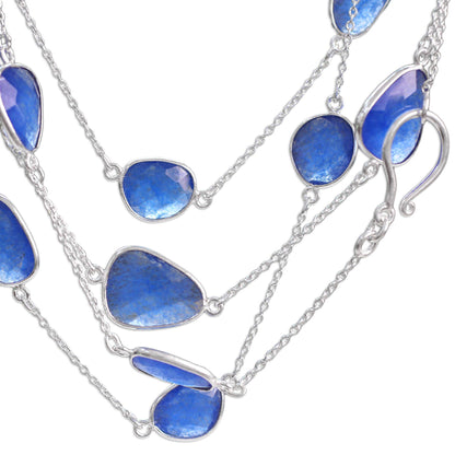 Blue Regal Hand Crafted Sterling Silver Station Necklace