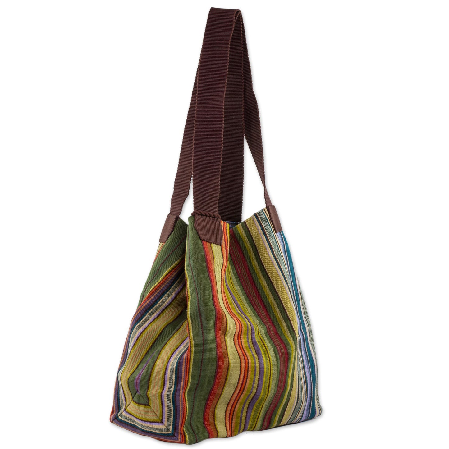 Earth and Sky 100% Cotton Hand Crafted Colorful Striped Tote Handbag