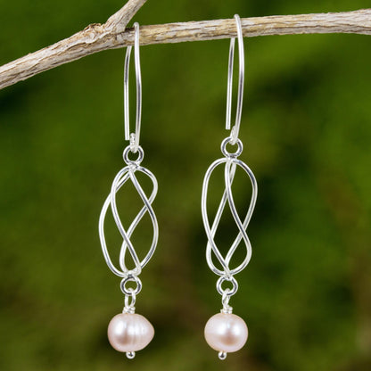 Soft Whisper in Pink Pink Cultured Pearl and Sterling Silver Dangle Earrings