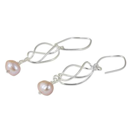 Soft Whisper in Pink Pink Cultured Pearl and Sterling Silver Dangle Earrings