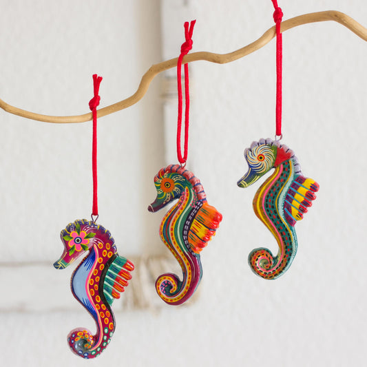 Seahorse Squardron Painted Ceramic Hanging Ornaments