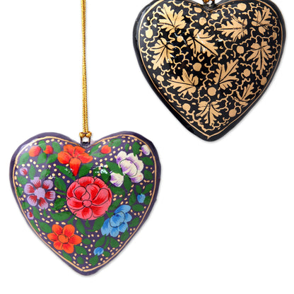 Season of Love Heart Shaped Papier Mache Ornaments