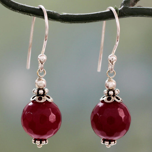 Red Agate & Sterling Silver Drop Earrings