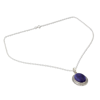 Lapis Lazuli & Sterling Silver Oval Pendant Necklace