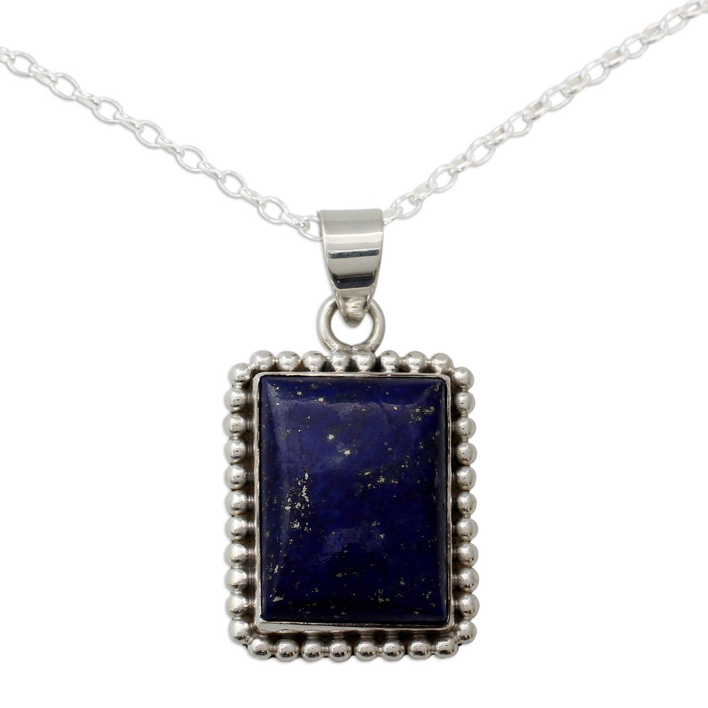 Good Will Spirit 925 Sterling Silver Necklace from India with Lapis Lazuli