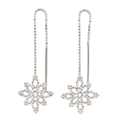 Silver Snowflakes Silver Dangle Earrings