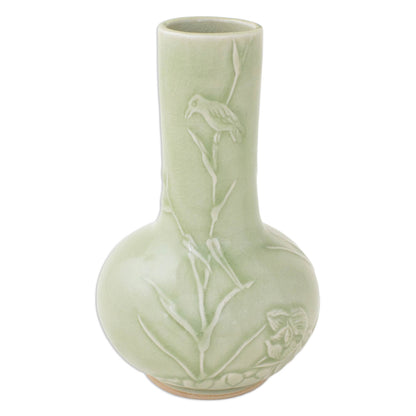 Tranquility Thai Artisan Crafted Nature Inspired Ceramic Green Vase