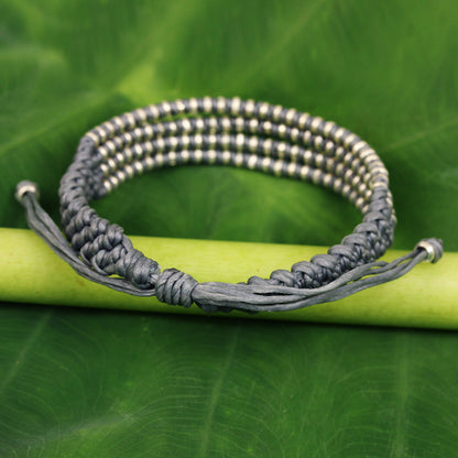 Misty Chiang Mai Quartet Macrame Bracelet with Silver in Misty Light Grey