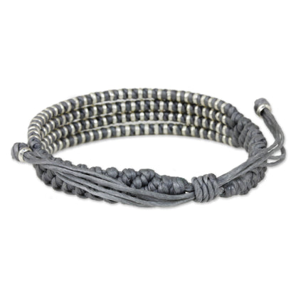 Misty Chiang Mai Quartet Macrame Bracelet with Silver in Misty Light Grey