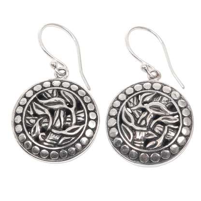 Bamboo Labyrinth Silver Dangle Earrings