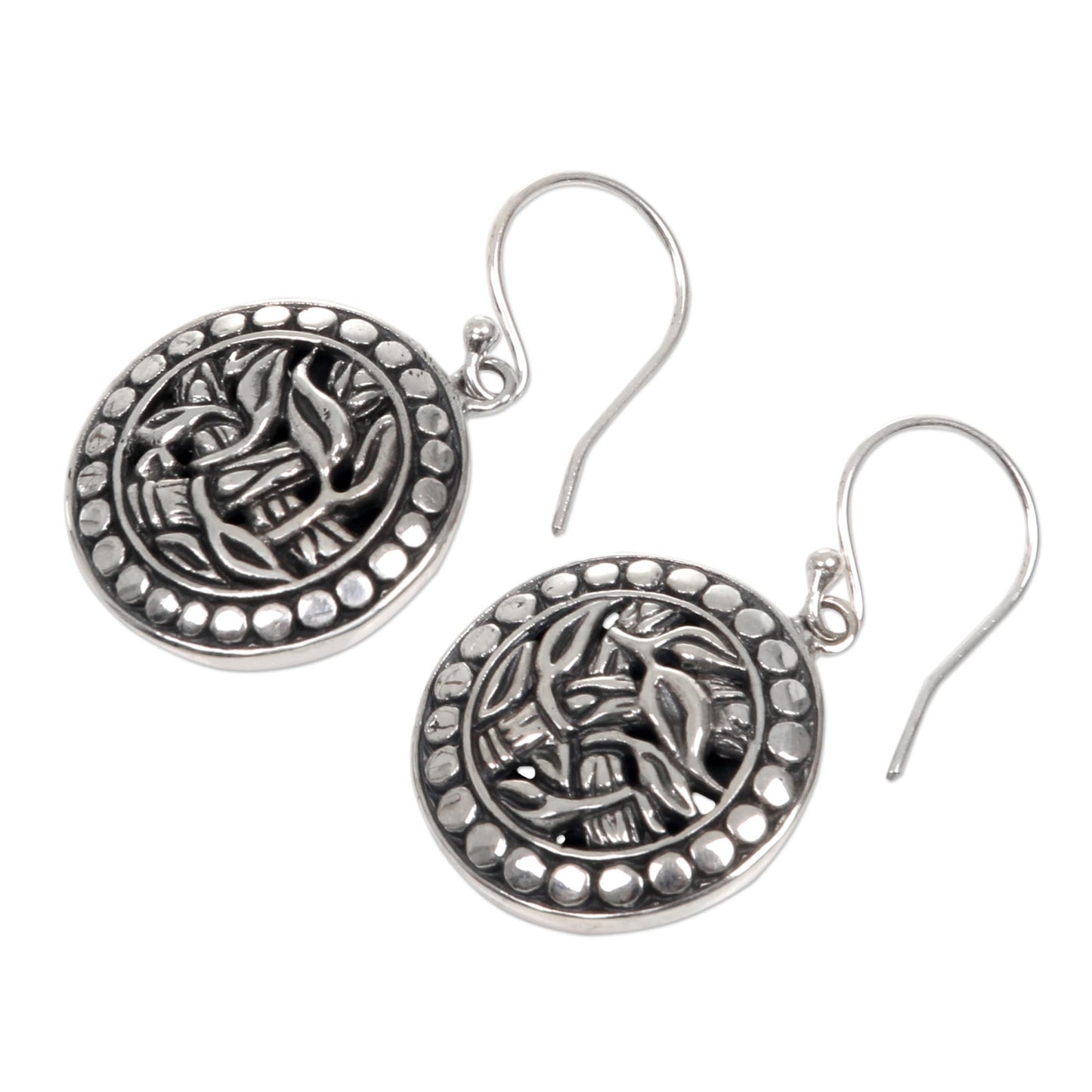 Bamboo Labyrinth Silver Dangle Earrings