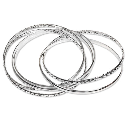 Entrancing Braid Silver Bangle Bracelet