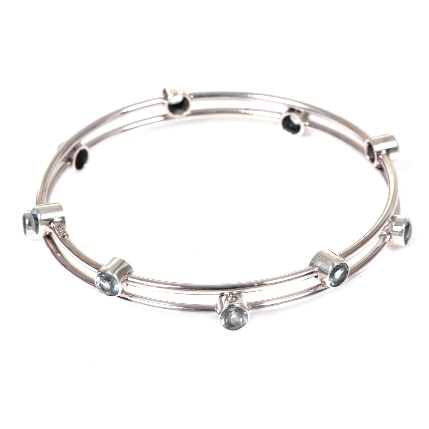 Orchid Twist in Blue Topaz & Silver Bangle Bracelet