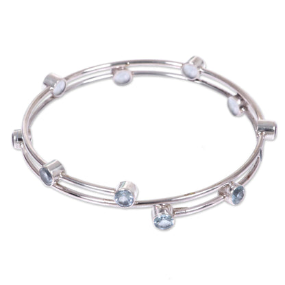 Orchid Twist in Blue Topaz & Silver Bangle Bracelet