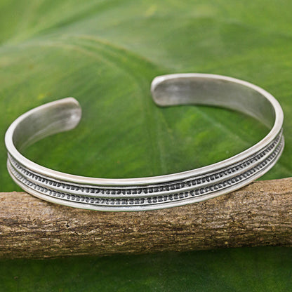 Sterling Hope Karen Sterling Silver Inscribed Cuff Bracelet Thailand