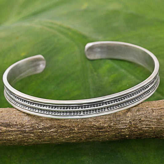 Sterling Hope Karen Sterling Silver Inscribed Cuff Bracelet Thailand