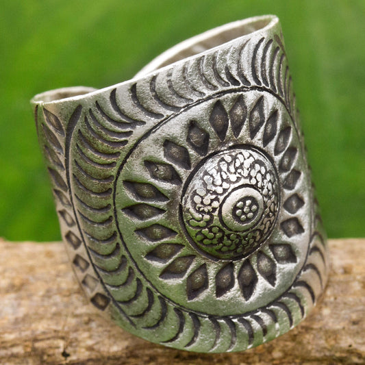 Karen Aster Hand Made Sterling Silver Wrap Ring Floral Thailand