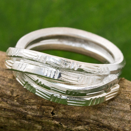 Layers of Love Sterling Silver Cocktail Ring Karen Tribe from Thailand