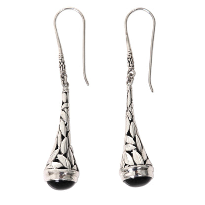 Gleaming Paddy Onyx & Silver Dangle Earrings