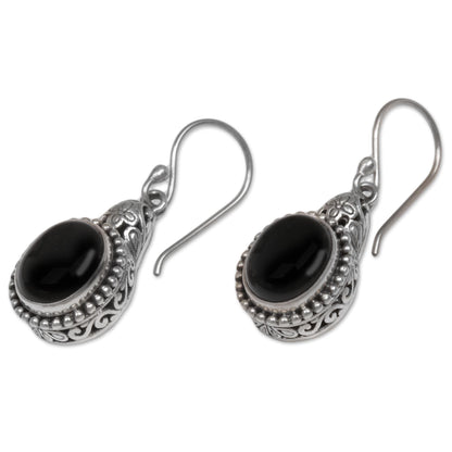 Onyx .925 Sterling Silver Dangle Earrings 'Deepest Night'