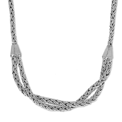 Inseparable Duo Hand Made Sterling Silver Chain Necklace from Indonesia