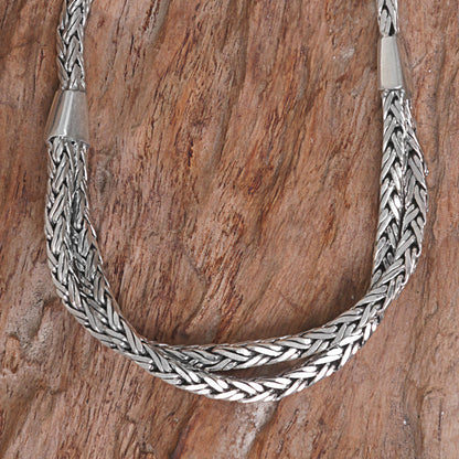 Inseparable Duo Hand Made Sterling Silver Chain Necklace from Indonesia