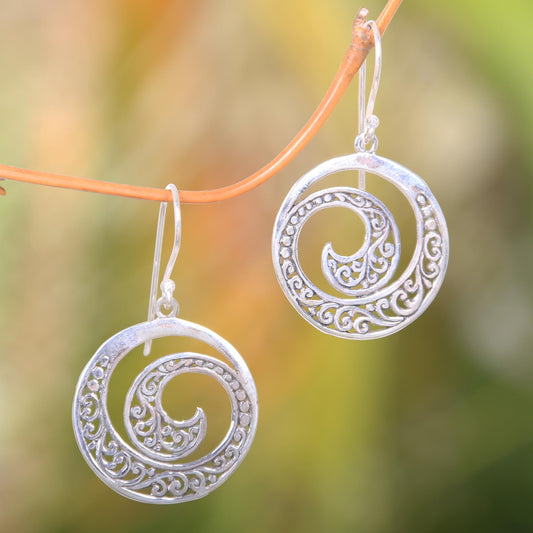 Ferns in Moonlight Sterling Dangle Earrings