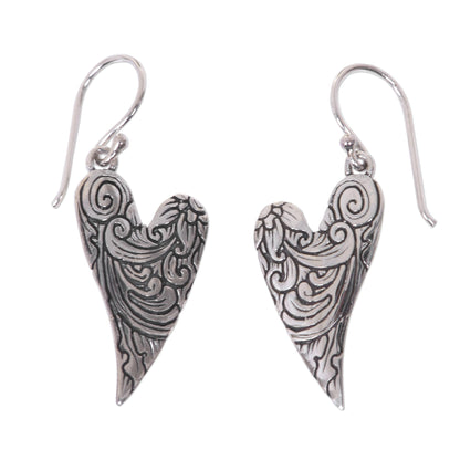 Dove Wings Silver Dangle Earrings