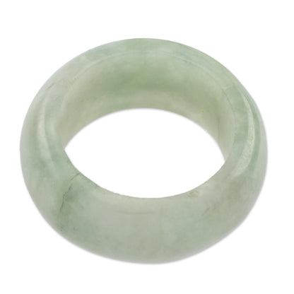 Pale Green Halo Jade Band Ring