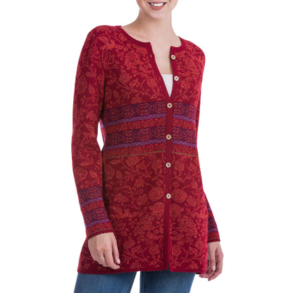 Cherry Red Romance Alpaca Cardigan