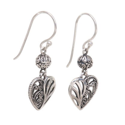 The Other Side Sterling Silver Dangle Earrings Heart Shape from Indonesia