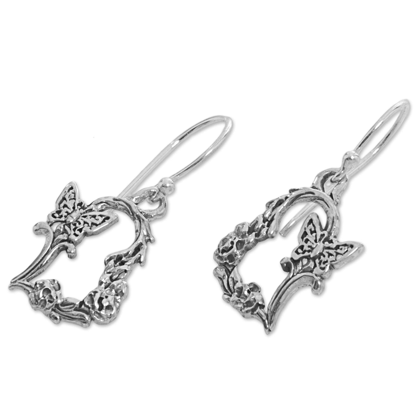 Butterfly Flutter Sterling Silver Butterfly Dangle Earrings from Indonesia