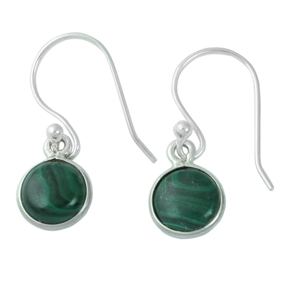 Malachite Spheres Silver Dangle Earrings