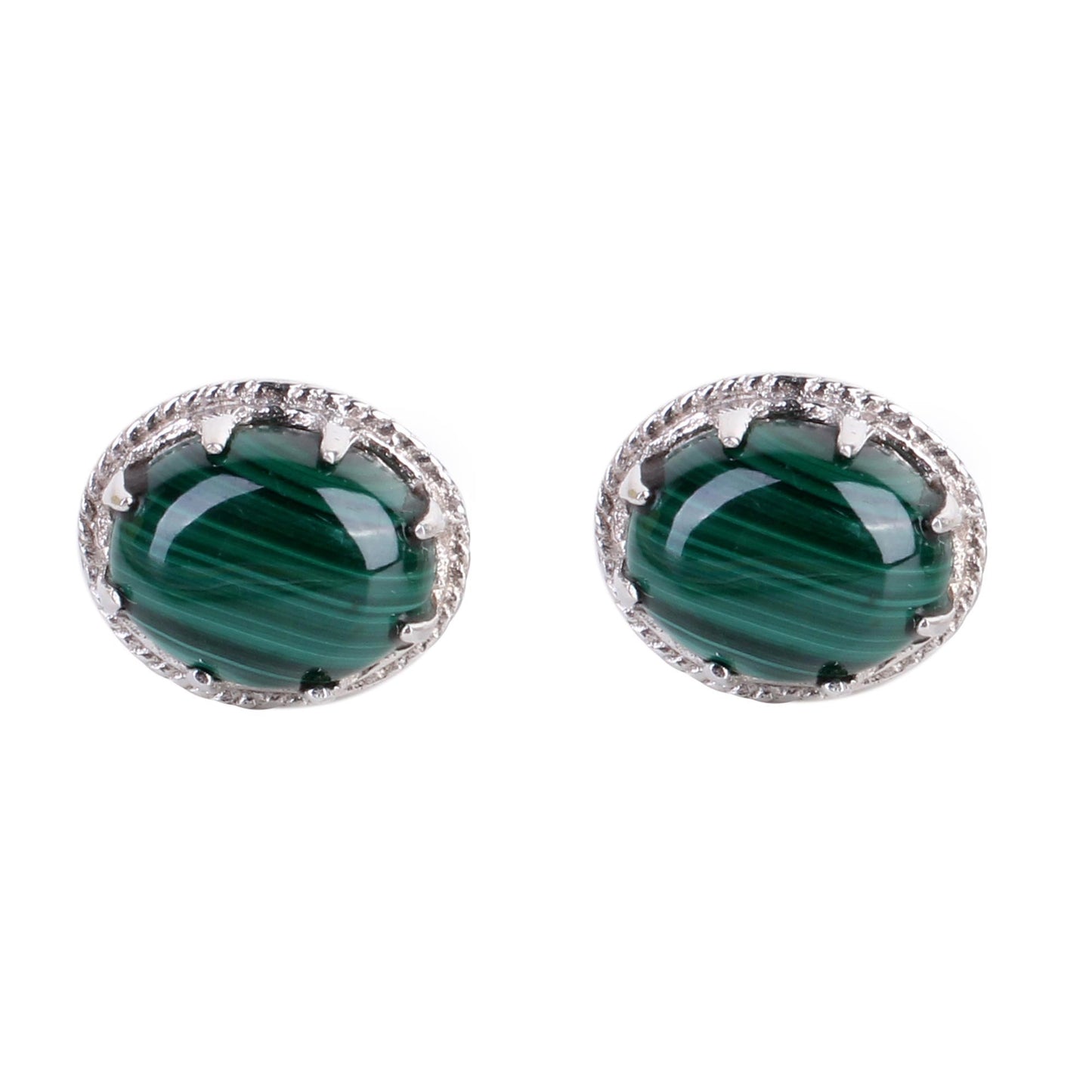 Morning Forest Malachite Silver Stud Earrings