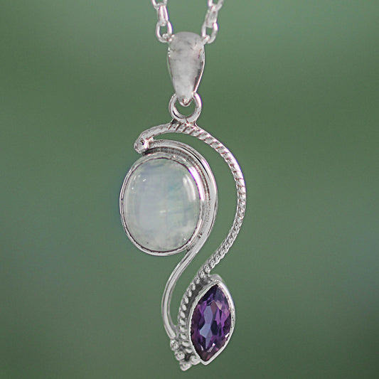 Colorful Multi-Gem Silver Pendant Necklace