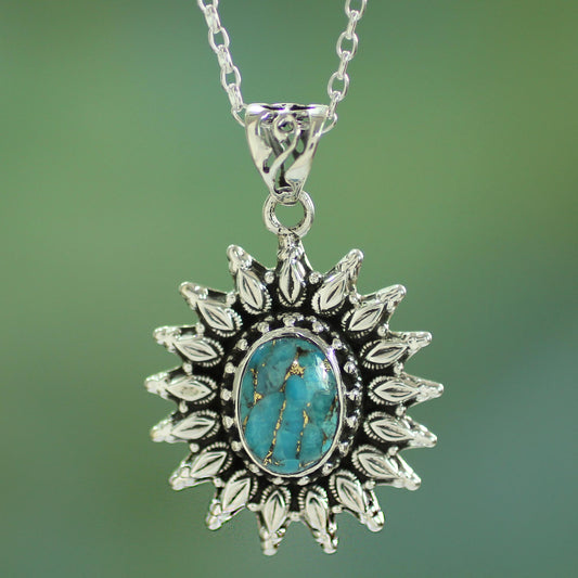 Eternal Radiance Silver and Composite Turquoise Artisan Crafted Necklace